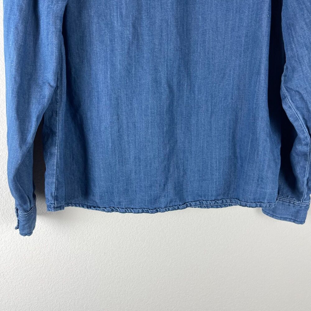 WeWoreWhat Linen Blend Top Womens XS Small Blue Long Sleeve Button Down - Picture 12 of 13